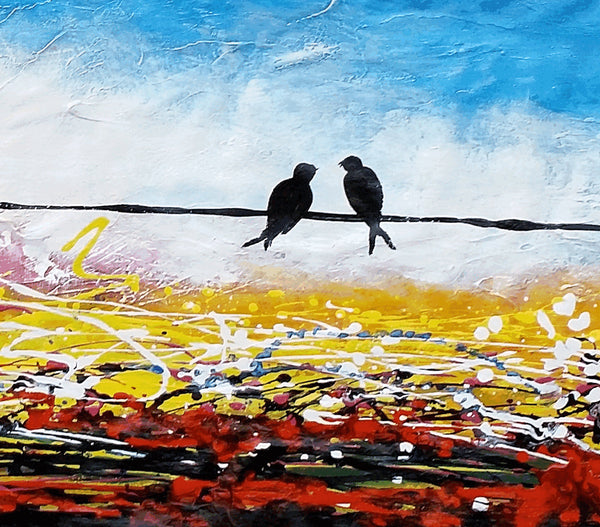 Love Birds Painting, Canvas Art, Abstract Art, Oil Painting, Wall Art, Abstract Painting, Large Art, Canvas Painting, Original Painting-LargePaintingArt.com