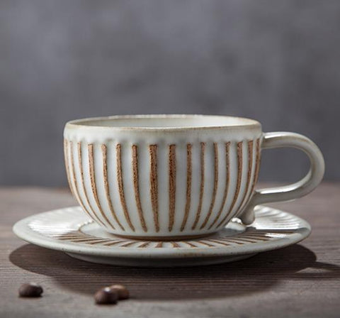 Breakfast Milk Cups, Latte Coffee Cup, Tea Cup, Coffee Cup and Saucer Set，Cappuccino Coffee Mug-LargePaintingArt.com