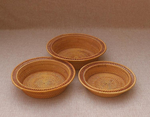 Rattan Small Storage Baskets, Round Storage Basket for Pantry, Kitchen Storage Baskets, Storage Basket for Dining Room-LargePaintingArt.com