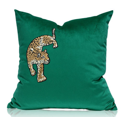 Modern Sofa Pillows, Green Decorative Pillows for Living Room, Contemporary Throw Pillows, Cheetah Decorative Cushion-LargePaintingArt.com