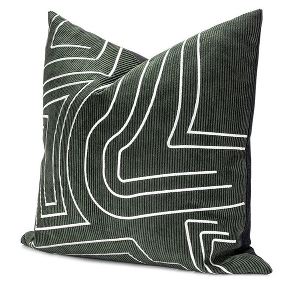 Contemporary Cushions for Interior Design, Large Modern Decorative Pillows for Sofa, Green Modern Throw Pillows for Couch-LargePaintingArt.com