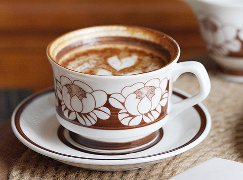 Elegant Ceramic Coffee Cups, Flower Bone China Porcelain Tea Cup Set, Beautiful British Tea Cups, Traditional English Tea Cups and Saucers-LargePaintingArt.com