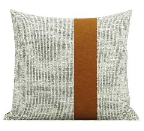 Modern Sofa Pillows for Interior Design, Gray Orange Modern Decorative Throw Pillows, Contemporary Square Modern Throw Pillows for Couch-LargePaintingArt.com