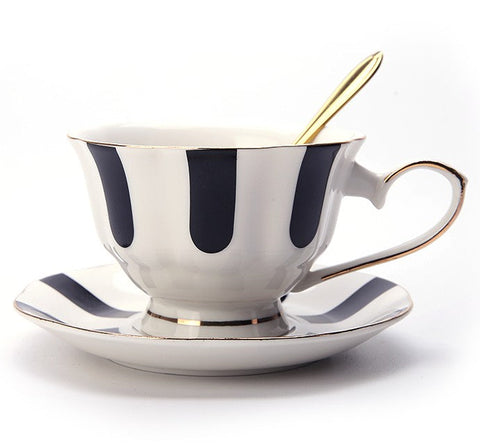 Elegant Ceramic Coffee Cups, Beautiful British Tea Cups, Unique Porcelain Cup and Saucer, Creative Bone China Porcelain Tea Cup Set-LargePaintingArt.com