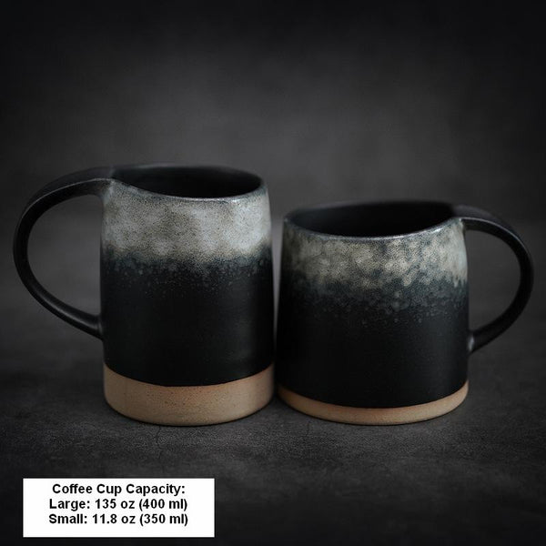Black Pottery Coffee Cup, Ceramic Coffee Mug, Latte Coffee Cup, Handmade Coffee Cup, Large Tea Cup-LargePaintingArt.com