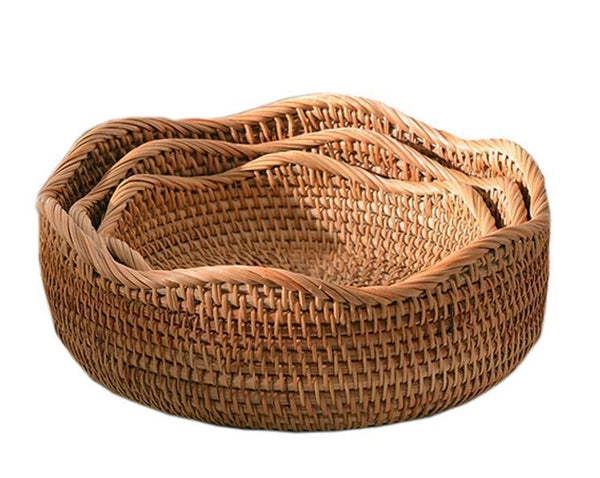 Woven Round Storage Basket, Rattan Storage Basket, Fruit Basket, Storage Baskets for Kitchen-LargePaintingArt.com