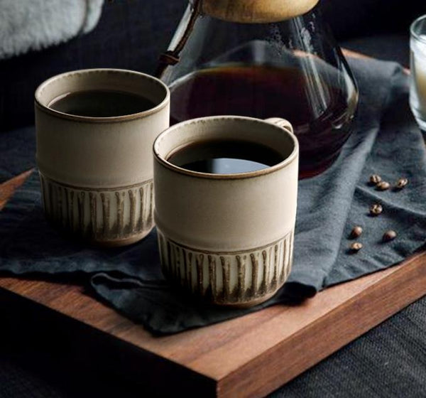 Elegant Porcelain Coffee Cups, Large Capacity Coffee Cup, Handmade Ceramic Coffee Mug, Large Pottery Coffee Cup, Large Tea Cup-LargePaintingArt.com
