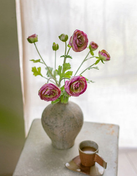 Flower Arrangement Ideas for Dining Room Table, Ranunculus Asiaticus Flowers, Simple Modern Floral Arrangement Ideas for Home Decoration, Spring Artificial Floral for Bedroom-LargePaintingArt.com