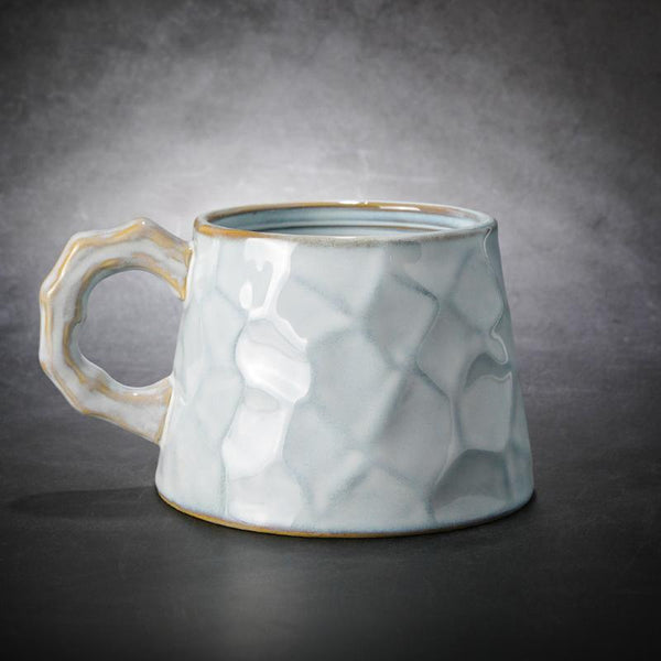 Large Capacity Coffee Cups, Large Tea Cup, Large Pottery Coffee Cup, White Ceramic Coffee Mug, Black Coffee Cup-LargePaintingArt.com