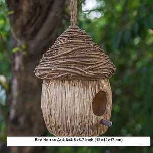 Resin Bird Nest for Garden Ornament, Bird House in the Garden, Lovely Birds House, Outdoor Decoration Ideas, Garden Ideas-LargePaintingArt.com