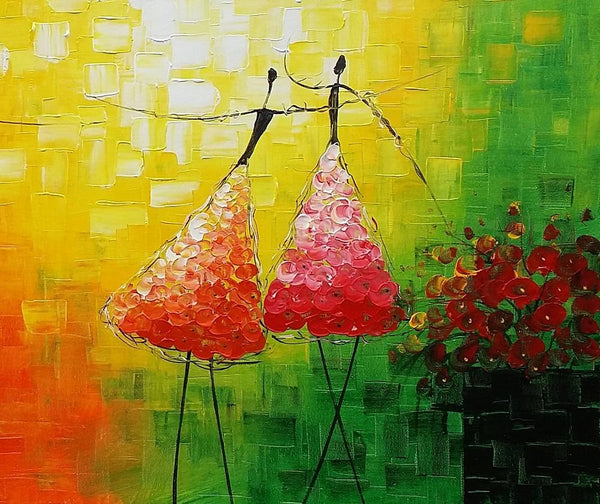 Simple Modern Painting, Paintings for Bedroom, Acrylic Art on Canvas, Abstract Ballet Dancer Painting, Original Wall Art, Acrylic Painting for Sale-LargePaintingArt.com