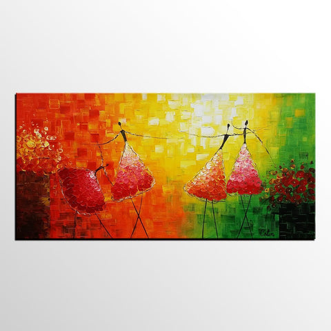 Simple Modern Painting, Paintings for Bedroom, Acrylic Art on Canvas, Abstract Ballet Dancer Painting, Original Wall Art, Acrylic Painting for Sale-LargePaintingArt.com