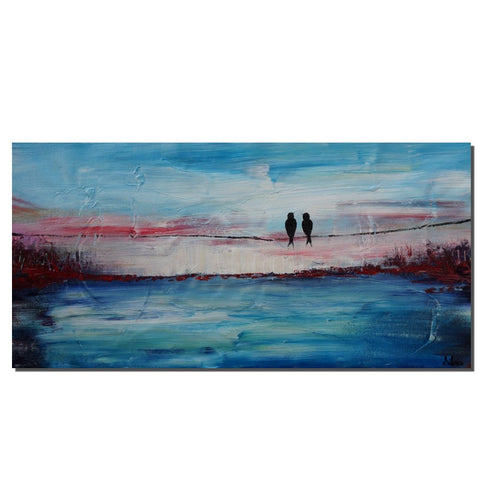 Love Birds Art, Acrylic Painting, Bedroom Decor, Original Painting, Painting Abstract, Large Wall Decor, Modern Painting, Canvas Painting-LargePaintingArt.com