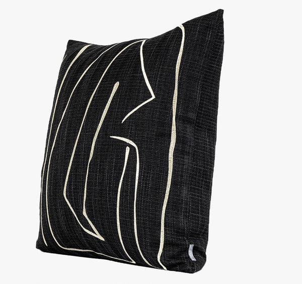 Geometric Square Modern Throw Pillows for Couch, Abstract Black Decorative Throw Pillows, Large Contemporary Throw Pillow for Interior Design-LargePaintingArt.com