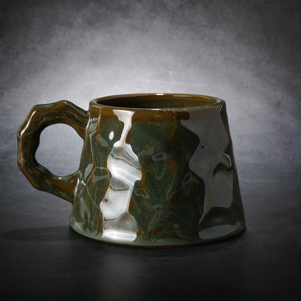 Large Capacity Coffee Cups, Large Tea Cup, Large Pottery Coffee Cup, White Ceramic Coffee Mug, Black Coffee Cup-LargePaintingArt.com