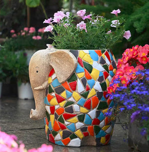 Modern Animal Statue for Garden Ornaments, Large Elephant Flowerpot, Animal Flower Pot, Resin Statue for Garden, Villa Outdoor Decor Gardening Ideas-LargePaintingArt.com