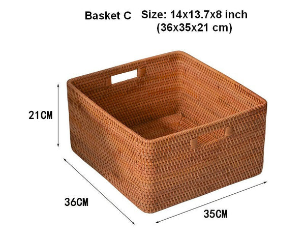 Rattan Storage Baskets, Storage Basket for Shelves, Rectangular Storage Basket for Toys, Storage Baskets for Kitchen, Storage Baskets for Bedroom-LargePaintingArt.com