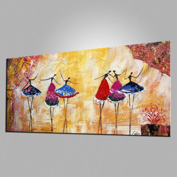 Simple Canvas Painting for Sale, Ballet Dancer Painting, Modern Wall Art Paintings, Heavy Texture Painting, Buy Paintings Online-LargePaintingArt.com