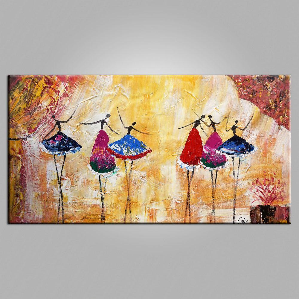 Simple Canvas Painting for Sale, Ballet Dancer Painting, Modern Wall Art Paintings, Heavy Texture Painting, Buy Paintings Online-LargePaintingArt.com