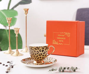 Unique Ceramic Coffee Cups and Saucers, Creative Ceramic Coffee Cups, Beautiful British Tea Cups, Creative Bone China Porcelain Tea Cup Set-LargePaintingArt.com