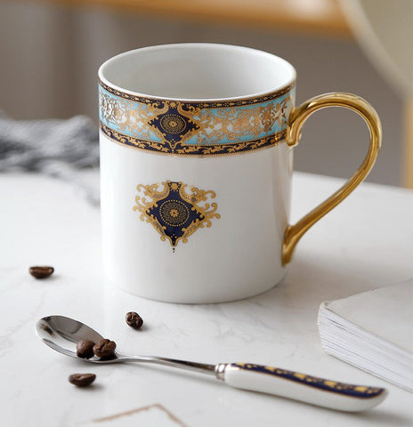 Elegant Ceramic Coffee Mug, Beautiful British Tea Cups, Large Royal Bone China Porcelain Mug, Large Capacity Ceramic Mugs for Office-LargePaintingArt.com