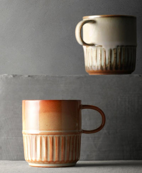 Handmade Ceramic Coffee Mug, Large Capacity Coffee Cup, Large Pottery Coffee Cup, Large Tea Cup-LargePaintingArt.com