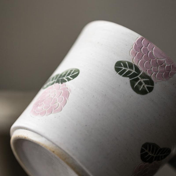 Handmade Pottery Coffee Cup, Rose Ceramic Coffee Mug, Cappuccino Coffee Cup, Tea Cup-LargePaintingArt.com