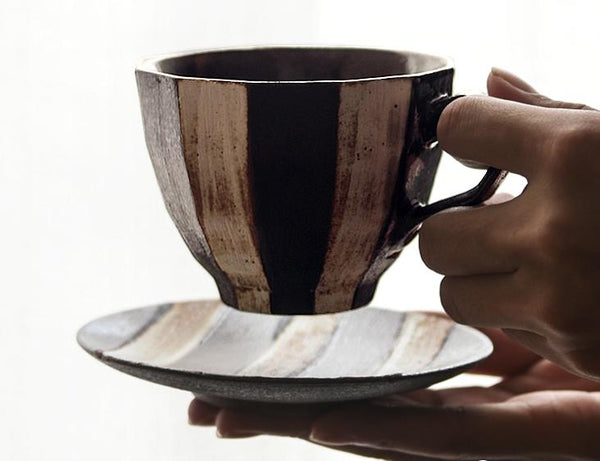 Cappuccino Coffee Mug, Latte Coffee Cup, Tea Cup, Pottery Coffee Cups, Ceramic Coffee Cup, Coffee Cup and Saucer Set-LargePaintingArt.com