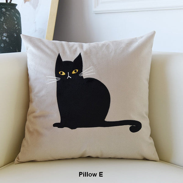 Decorative Throw Pillows, Lovely Cat Pillow Covers for Kid's Room, Modern Sofa Decorative Pillows, Cat Decorative Throw Pillows for Couch-LargePaintingArt.com