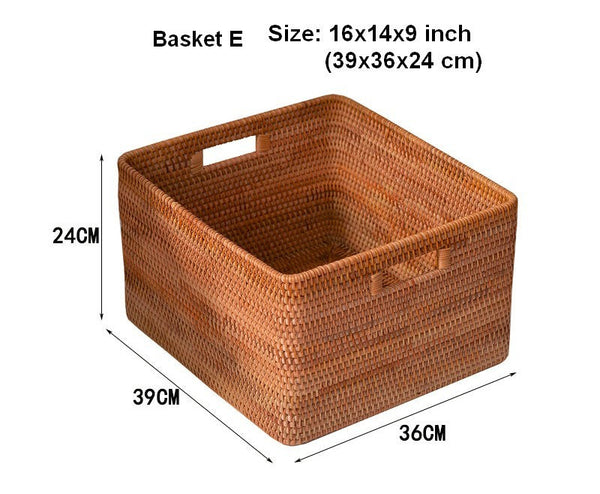 Rattan Storage Baskets, Storage Basket for Shelves, Rectangular Storage Basket for Toys, Storage Baskets for Kitchen, Storage Baskets for Bedroom-LargePaintingArt.com