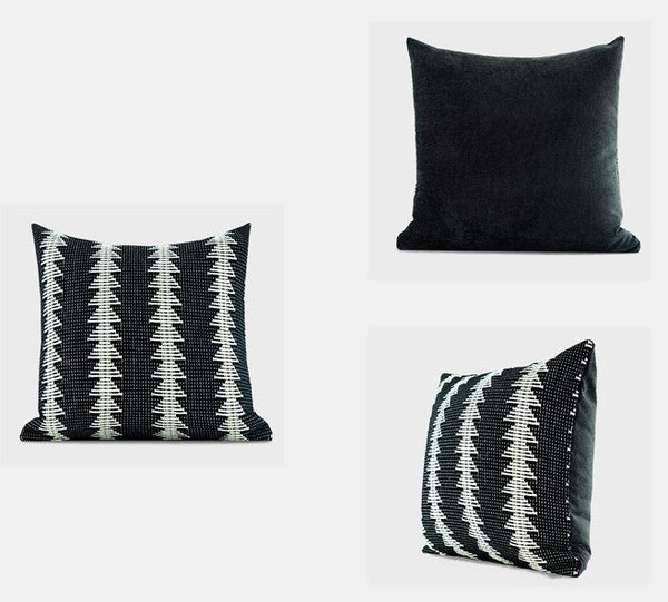 Large Modern Sofa Pillow Covers, Black and White Pattern Contemporary Square Modern Throw Pillows for Couch, Simple Throw Pillow for Interior Design-LargePaintingArt.com