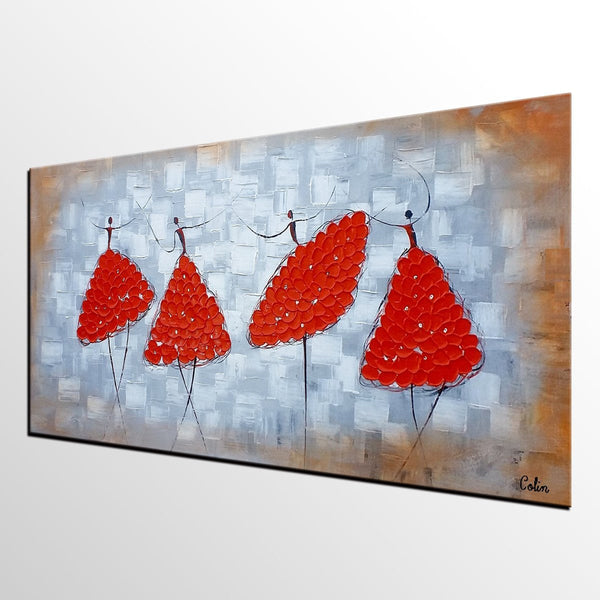 Modern Canvas Painting for Sale, Impasto Painting, Acrylic Abstract Painting, Ballet Dancer Painting, Modern Paintings, Paintings for Dining Room-LargePaintingArt.com