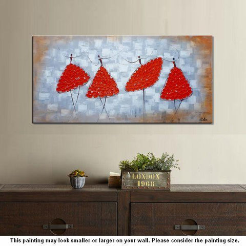 Modern Canvas Painting for Sale, Impasto Painting, Acrylic Abstract Painting, Ballet Dancer Painting, Modern Paintings, Paintings for Dining Room-LargePaintingArt.com