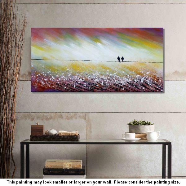 Simple Abstract Painting, Living Room Wall Art Ideas, Love Birds Painting, Acrylic Painting for Sale, Bedroom Canvas Painting-LargePaintingArt.com