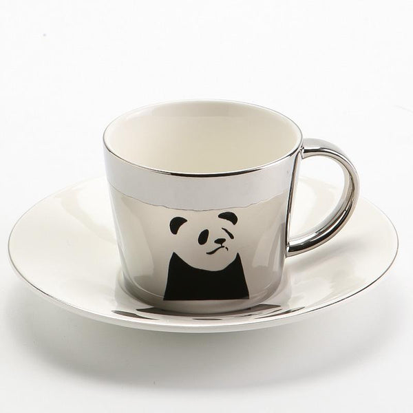 Large Coffee Cups, Tea Cup, Ceramic Coffee Cup, Golden Coffee Cup, Silver Coffee Mug, Coffee Cup and Saucer Set-LargePaintingArt.com