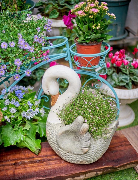 Large Swan Flower Pot for Garden, Swan Statue, Animal Statue for Garden Courtyard Ornament, Villa Outdoor Decor Gardening Ideas-LargePaintingArt.com