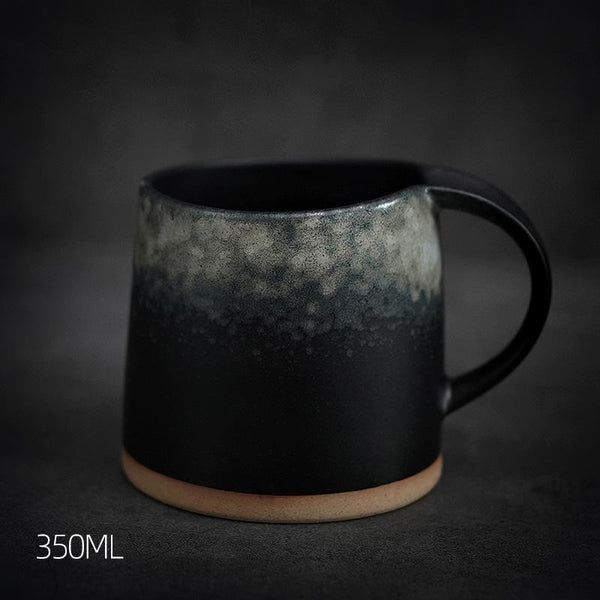 Black Pottery Coffee Cup, Ceramic Coffee Mug, Latte Coffee Cup, Handmade Coffee Cup, Large Tea Cup-LargePaintingArt.com