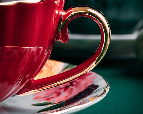 Beautiful British Tea Cups, Creative Bone China Porcelain Tea Cup Set, Elegant Ceramic Coffee Cups, Unique Tea Cups and Saucers in Gift Box-LargePaintingArt.com