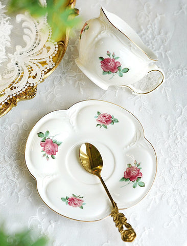 British Royal Ceramic Cups for Afternoon Tea, Elegant Ceramic Coffee Cups, Rose Bone China Porcelain Tea Cup Set, Unique Tea Cup and Saucer in Gift Box-LargePaintingArt.com
