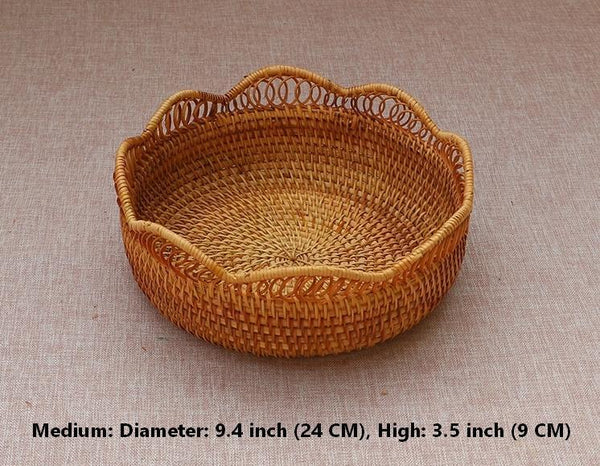 Woven Round Storage Basket, Cute Small Rattan Woven Baskets, Fruit Storage Basket, Storage Baskets for Kitchen-LargePaintingArt.com