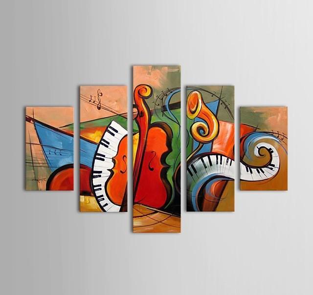 Hand Painted Modern Painting, Acrylic Painting on Canvas, Music Violin Painting, Oversize Wall Art Painting-LargePaintingArt.com