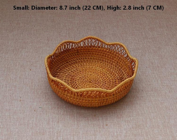 Woven Round Storage Basket, Cute Small Rattan Woven Baskets, Fruit Storage Basket, Storage Baskets for Kitchen-LargePaintingArt.com