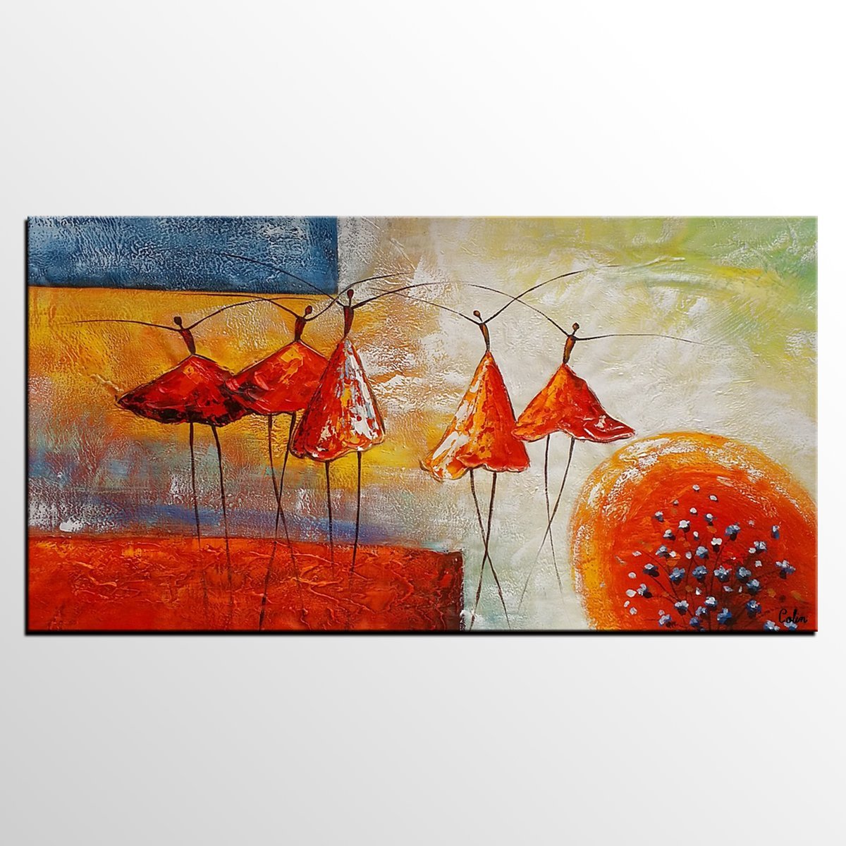 Simple Wall Art Ideas, Ballet Dancer Painting, Canvas Painting for Sale, Buy Abstract Painting Online, Acrylic Painting for Bedroom-LargePaintingArt.com
