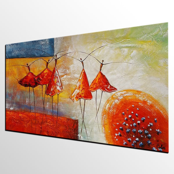 Simple Wall Art Ideas, Ballet Dancer Painting, Canvas Painting for Sale, Buy Abstract Painting Online, Acrylic Painting for Bedroom-LargePaintingArt.com