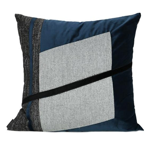 Modern Sofa Pillow, Modern Throw Pillows, Blue Decorative Pillow, Square Pillow, Throw Pillow for Living Room-LargePaintingArt.com