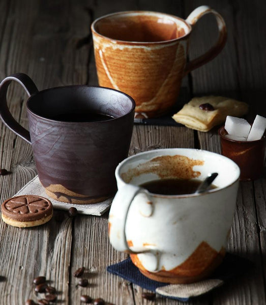 Pottery Coffee Mug, Large Handmade Ceramic Coffee Cup, Large Capacity Coffee Cup, Large Tea Cup-LargePaintingArt.com