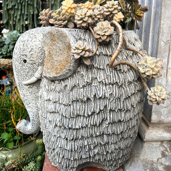 Elephant Flower Pot, Modern Animal Statue for Garden Ornaments, Large Elephant Flowerpot, Resin Statue for Garden, Villa Outdoor Decor Gardening Ideas-LargePaintingArt.com