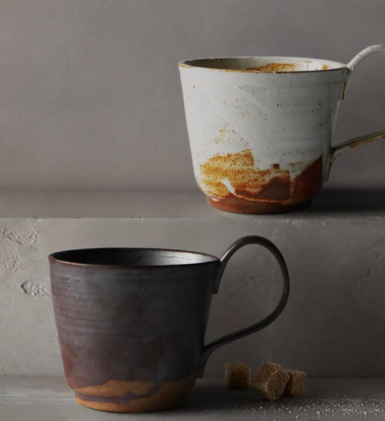 Pottery Coffee Mug, Large Handmade Ceramic Coffee Cup, Large Capacity Coffee Cup, Large Tea Cup-LargePaintingArt.com