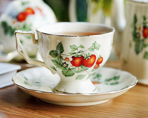 Beautiful British Tea Cups, Bone China Porcelain Tea Cup Set, Traditional English Tea Cups and Saucers, Unique Ceramic Coffee Cups-LargePaintingArt.com
