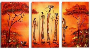 Landscape Painting, African Art, Canvas Painting, Wall Art, Large Painting, Living Room Wall Art, Modern Art, 3 Piece Wall Art, Abstract Painting, Home Art Decor-LargePaintingArt.com